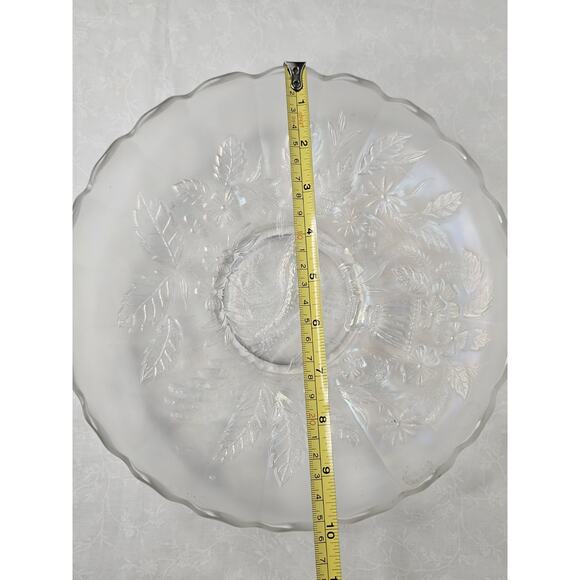 White Northwood Carnival Glass Peacock & Urn Large Bowl Ice Blue Cream Bowl 10in - Picture 8 of 9